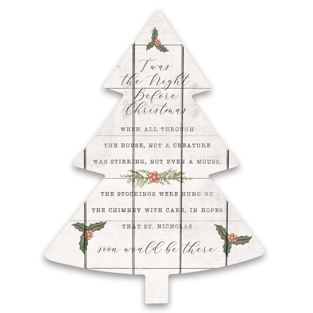 Twas the Night Before Christmas Tree Shaped Pallet Wood Wall Art